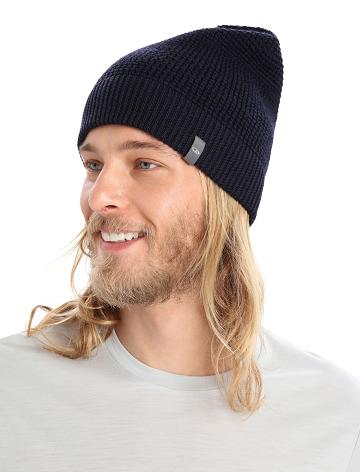 Midnight Navy Icebreaker Unisex Merino Feadan Slouch Beanie Men's Hats | AU 1093GSOL